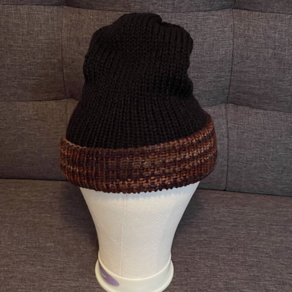 Handmade * Black and Brown Stripe Beanie